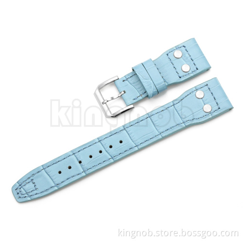 Black Brown Blue Croco Grain 22mm Italian Genuine Leather Rivet Watch Band Strap Belt with With Pin buckle For IWC Big Pilot